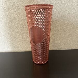 Starbucks Rose Gold Studded Cold Cup Tumbler Venti 24oz Spiked Pink NO Straw